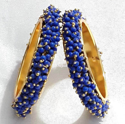 2pcs Blue Pearl Gajra Bangles