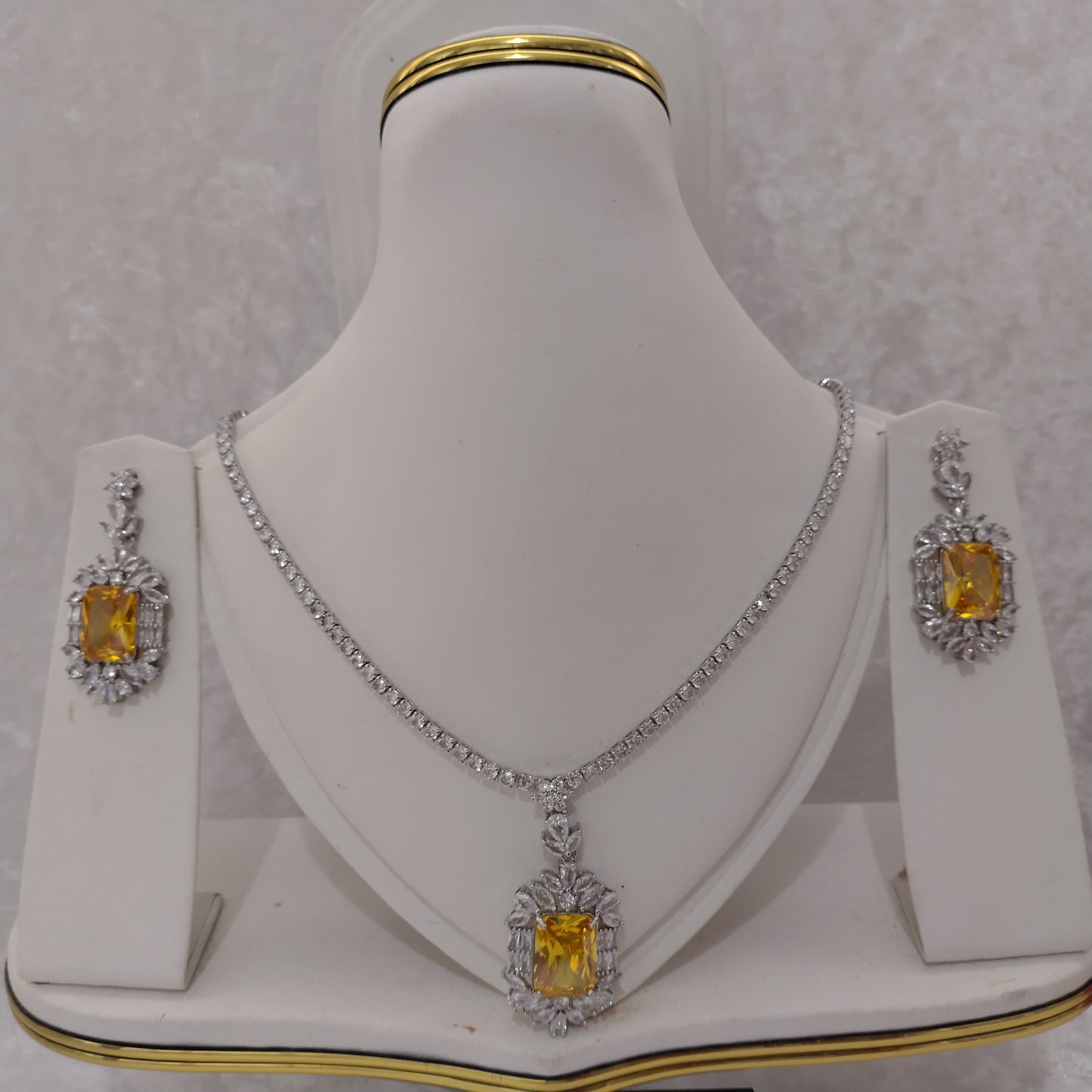 Exclusive Bridal CZ Diamond Cubic Zirconia Necklace Jewellery Set