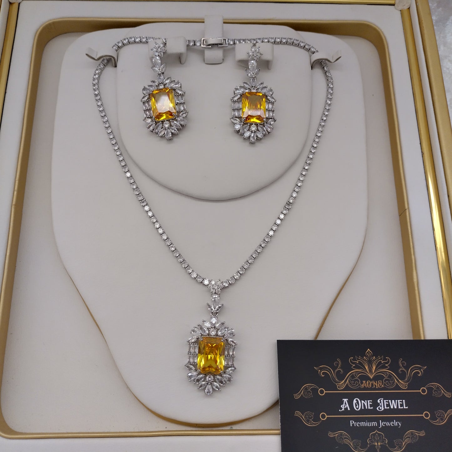 Exclusive Bridal CZ Diamond Cubic Zirconia Necklace Jewellery Set