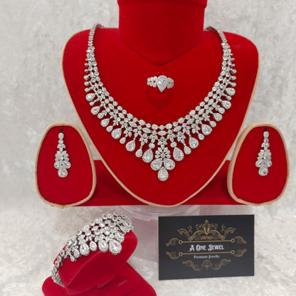 Luxury Indian Bridal CZ Diamond Clear Necklace Set