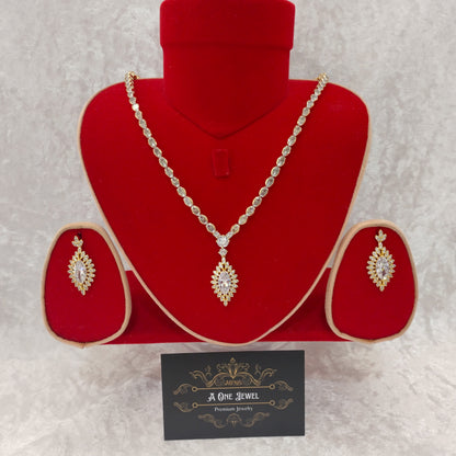 Indian Bridal Gold CZ Diamond 2PCS Necklace Set