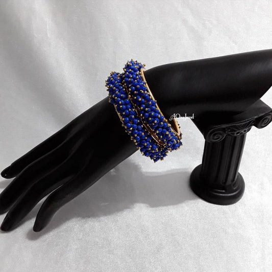 2pcs Blue Pearl Gajra Bangles