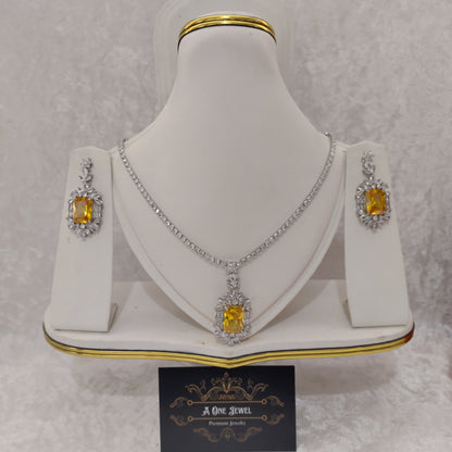 Exclusive Bridal CZ Diamond Cubic Zirconia Necklace Jewellery Set