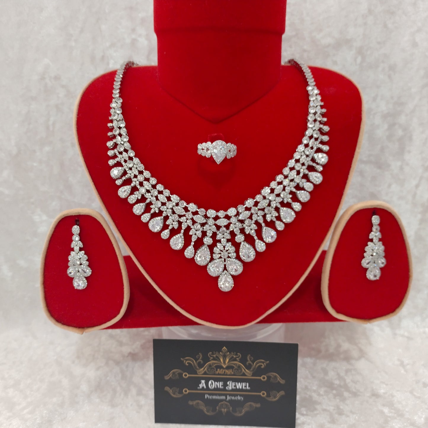 Luxury Indian Bridal CZ Diamond Clear Necklace Set