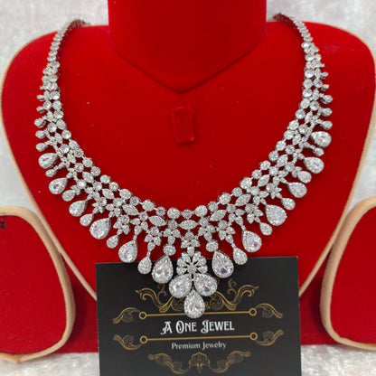 Luxury Indian Bridal CZ Diamond Clear Necklace Set