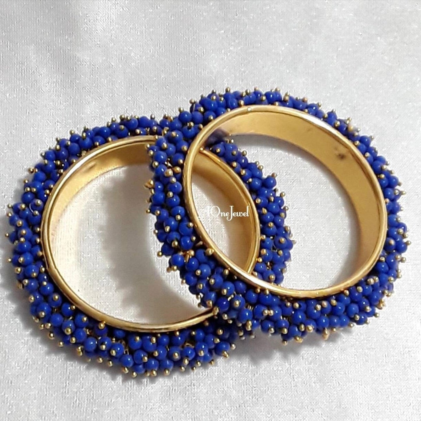 2pcs Blue Pearl Gajra Bangles