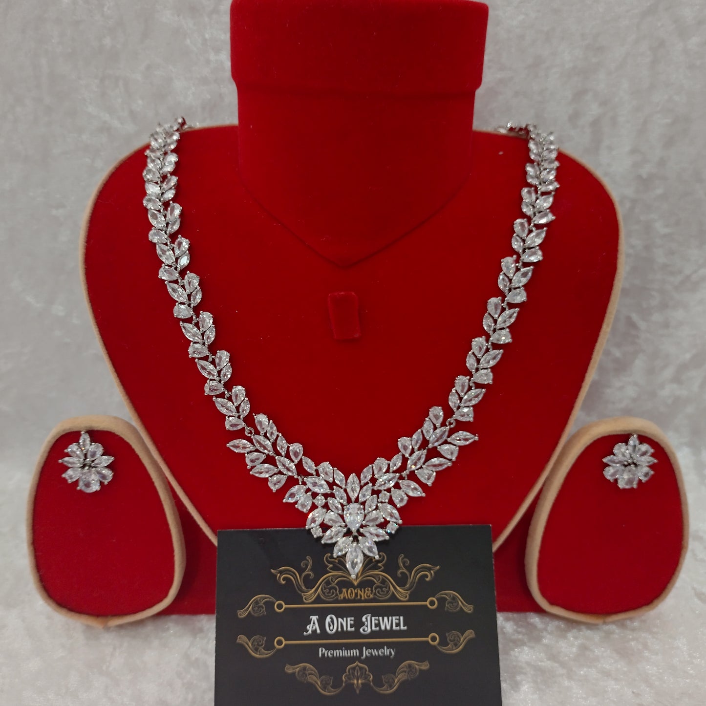 Exclusive Bridal Clear CZ Diamond Cubic Zirconia Necklace Jewellery Set