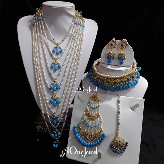 Indian Hyderabadi jadau 7 Lara haar choker necklace set jhoomer tikka bridal jewelry set pakistani designer jewelry bespoke sabysachi jewel