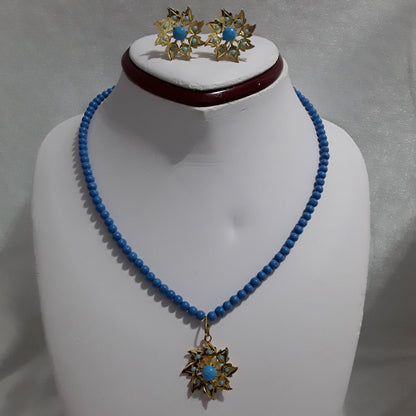 Indian Hyderabadi jadau karan phool mala jewellery set pendant necklace set with stud earrings pakistani jewellery bespoke sabysachi jewel