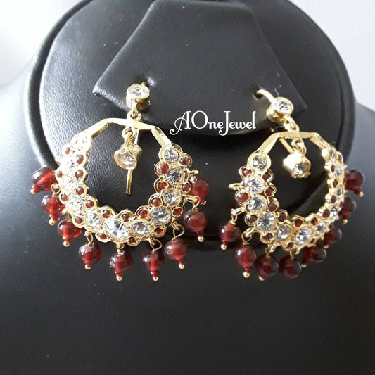 Indian Hyderabadi jadau chand bali Earrings