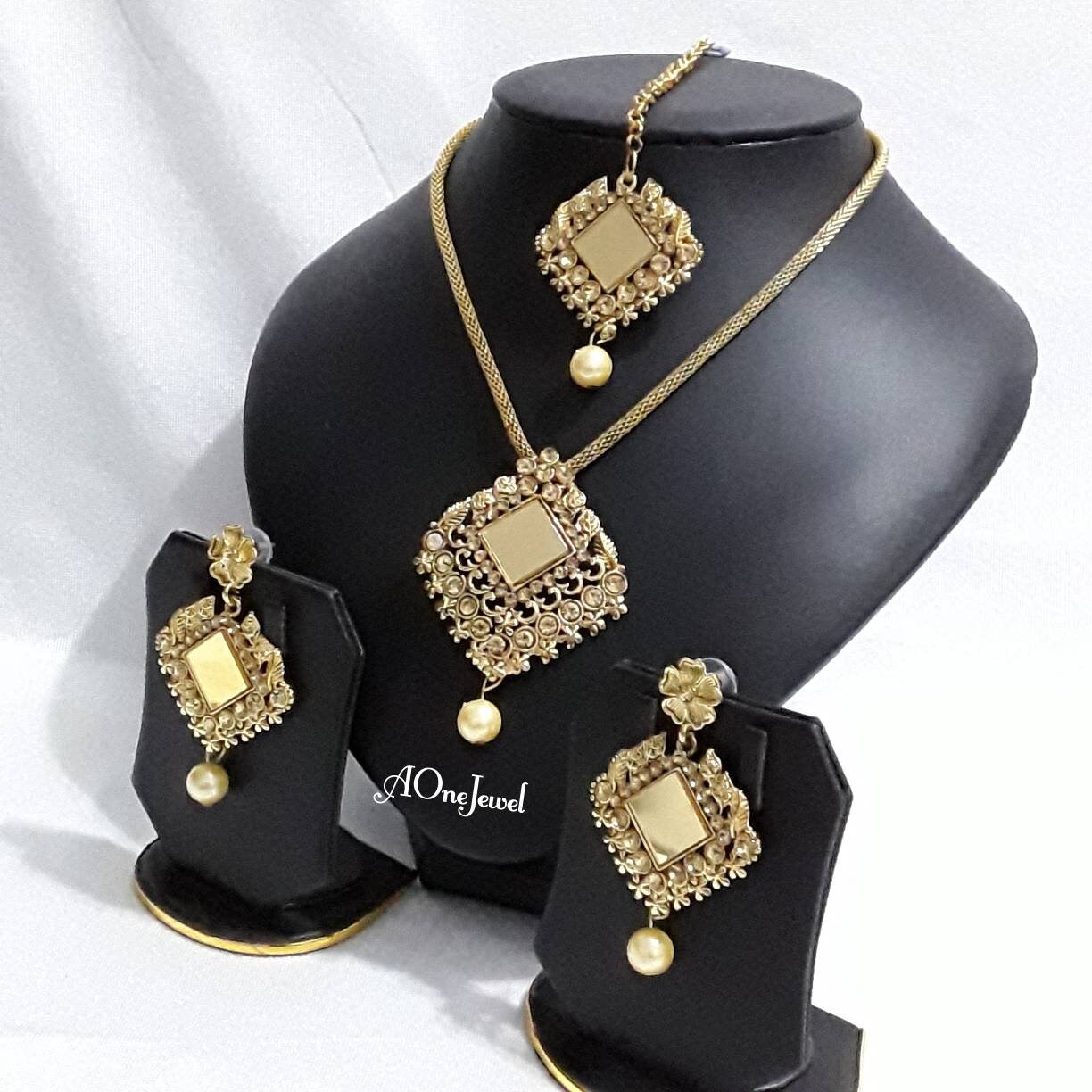 Afghani glass work Necklace Set