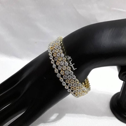 Indian 22K Gold Plated AD CZ 4pc Bangles, Indian Jewelry, Pakistani Jewelry, Bangles, Bracelet, American Diamond Bangles, Kada