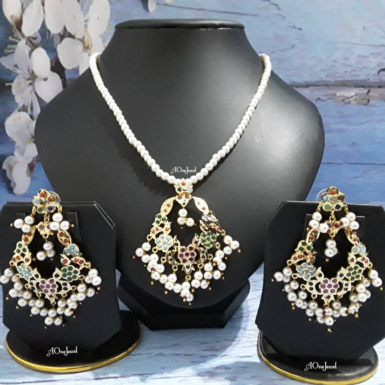 Indian Hyderabadi nizam jadau nikah bali jewellery set, pendant necklace set, pakistani designer jewellery, bespoke Jewelry, sabysachi jewel