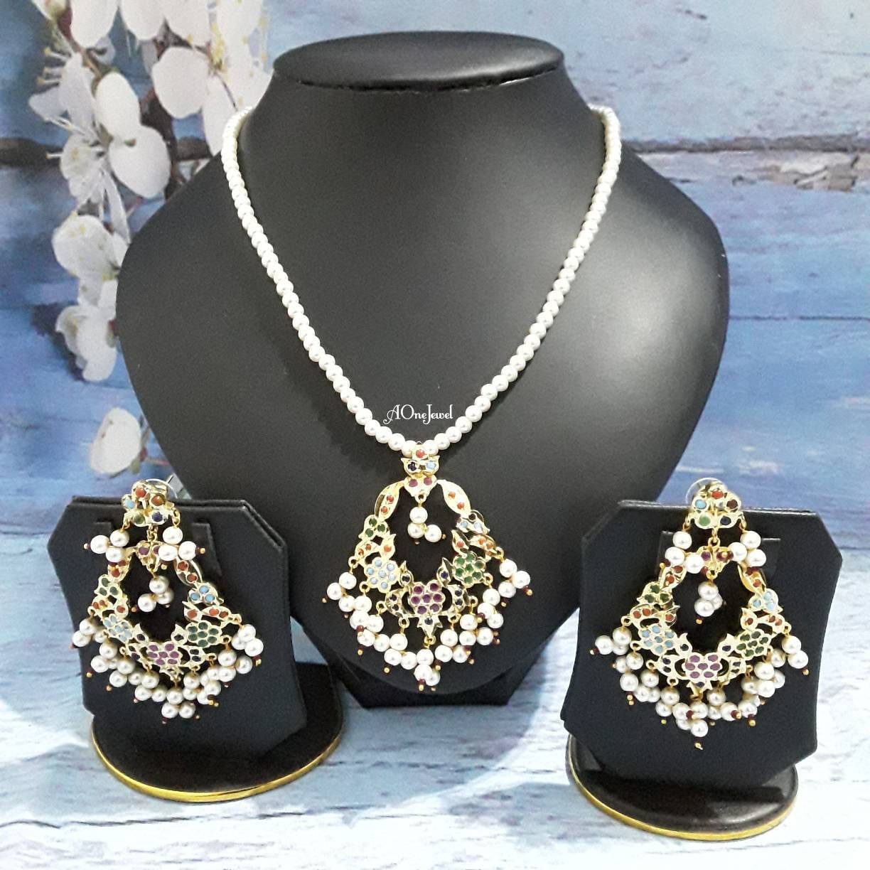 Indian Hyderabadi nizam jadau nikah bali jewellery set, pendant necklace set, pakistani designer jewellery, bespoke Jewelry, sabysachi jewel