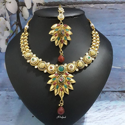 Indian Ethnic Kundan Pearl Gold Plated Necklace Earrings Set, Necklace Set, Wedding Jewellery Set, South Indian Jewelry, Traditional Jewelry