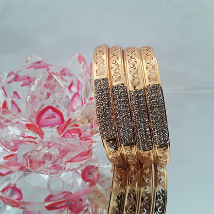 Indian Ethnic 4pcs Gold Plated CZ Bangles, Indian Jewelry, Pakistani Jewelry, Bangles, Bracelet, Kada, Ethnic Bangles, Wedding Bangles