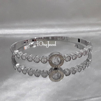 Indian Ethnic 1pc Openable Silver Plated Diamanté Bangles, Indian Jewelry, Pakistani Jewelry, , Bracelet, Kada, Cuff Bangles Bracelet