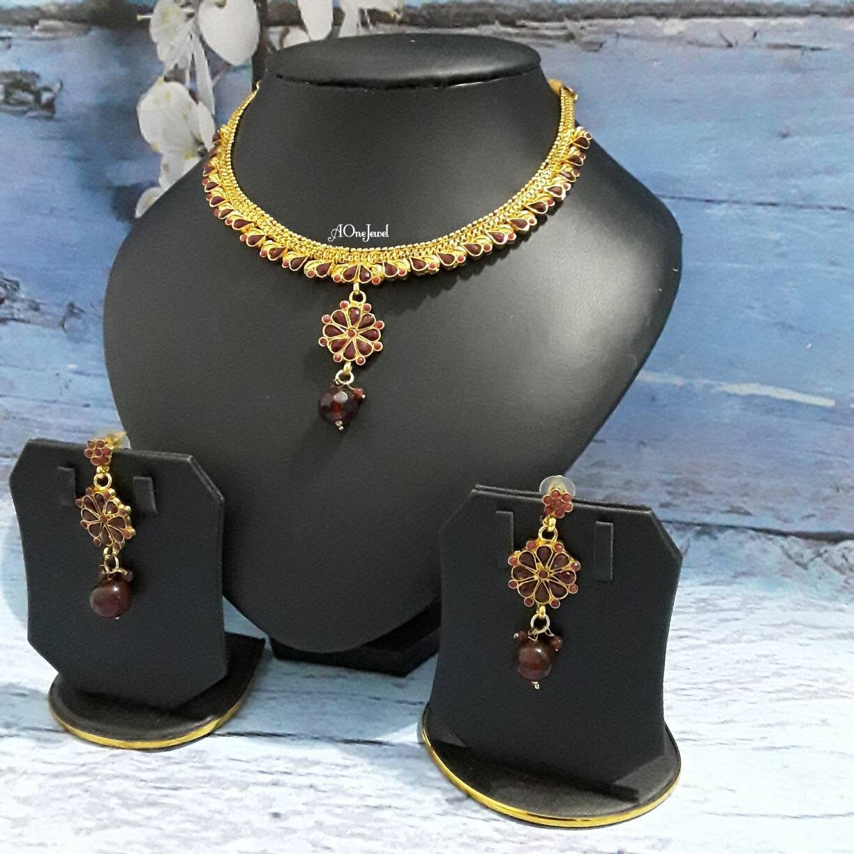 Indian Ethnic Kundan Pearl Gold Plated Necklace Earrings Set, Kundan Necklace Set, Wedding Jewellery Set, Pakistani Jewellery Set,