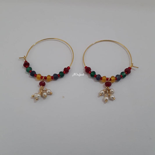 Indian Ethnic Onyx Multi Hoop Earrings