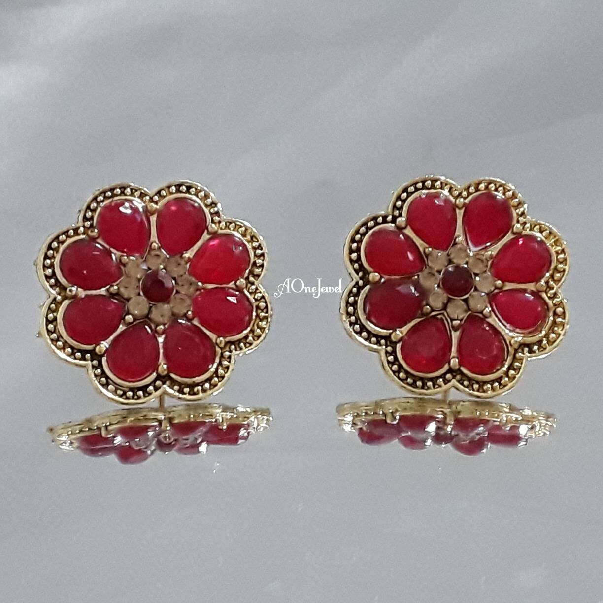 Indian Ethnic Kundan Stud Earrings