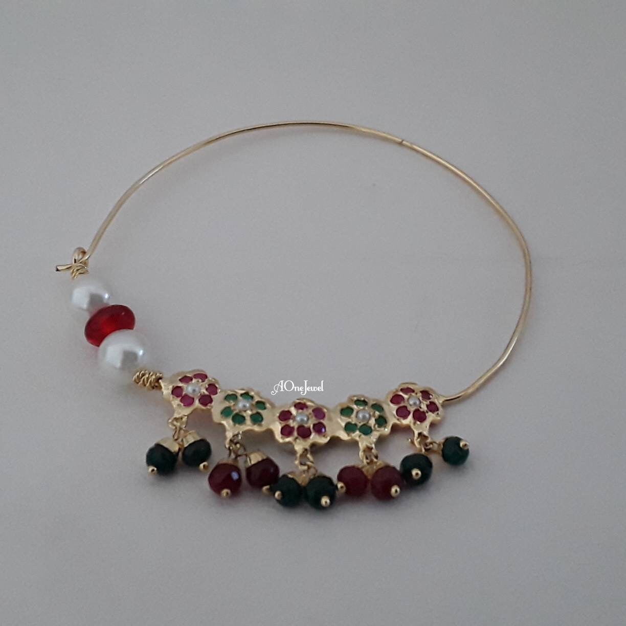 Indian Hyderabadi Nath Traditional Nose Ring Pierce Nose Ring Nose Ring Chain Nathni Jewelry Wedding Jewelry Nose Hoops Wedding Jewelry