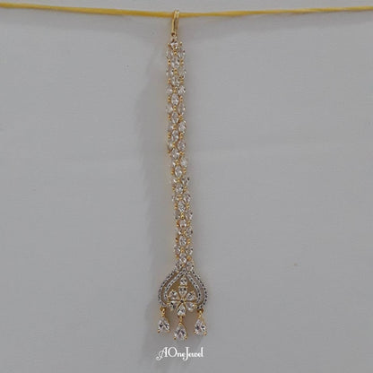 Indian 22K Gold Plated American Diamond head piece Tikka | Silver Tikka | Gold mang tikka | pakistani designer jewellery |  bridal jewellery