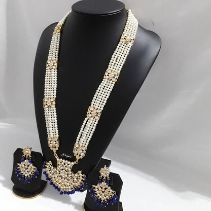 Indian Ethnic Raani Haar Necklace Earrings Set, Wedding Jewelry Set, Bridal Jewelry, Kundan Jewelry Set, Long Necklace Set,Pakistani Jewelry