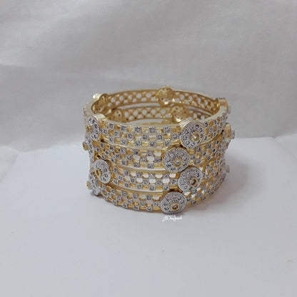 Indian 22K Gold Plated AD CZ 4pc Bangles Size 2.4