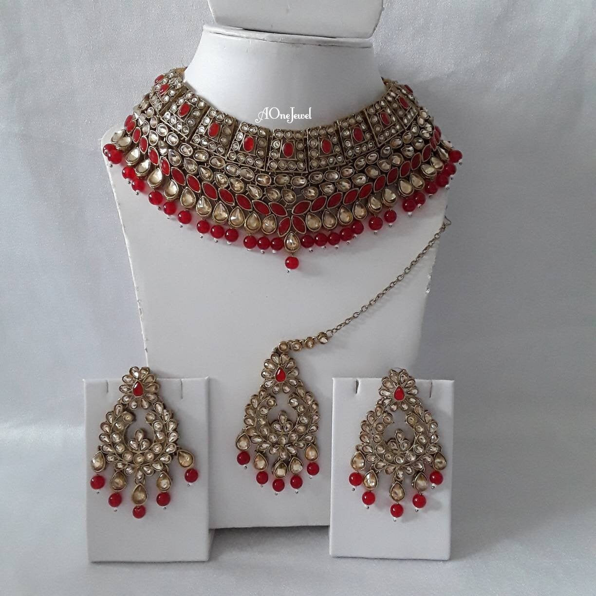 Indian Ethnic Kundan Pearl Necklace Set Tikka, Pearl Necklace Set, Wedding  Jewelry Set, Pakistani Jewelry, Sabysachi Jewelry, Bridal Set