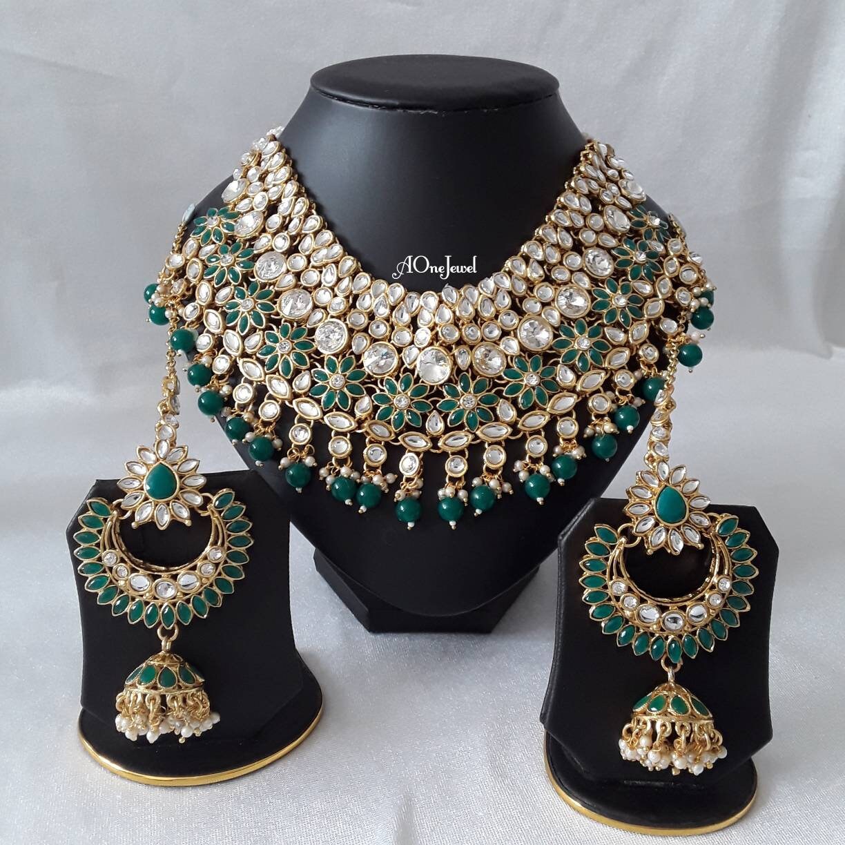 Indian Ethnic Kundan Pearl Necklace Set, Bridal Set, Wedding Jewellery Set, Pakistani Bridal Jewelry,Indian Bridal Jewelry,Sabysachi Jewelry