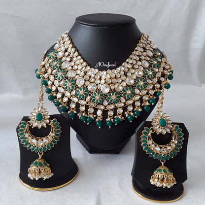 Indian Ethnic Kundan Pearl Necklace Set, Bridal Set, Wedding Jewellery Set, Pakistani Bridal Jewelry,Indian Bridal Jewelry,Sabysachi Jewelry