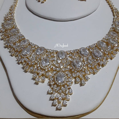 Indian Bridal CZ Diamond 2PCS Necklace Set