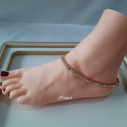 Indian CZ Crystal Gold Anklets