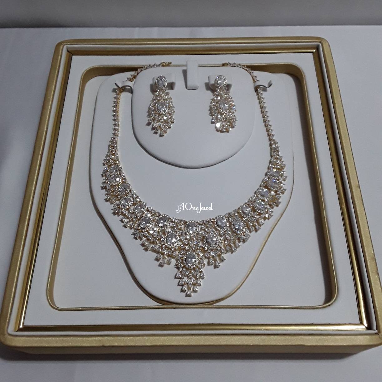 Indian Bridal CZ Diamond 2PCS Necklace Set