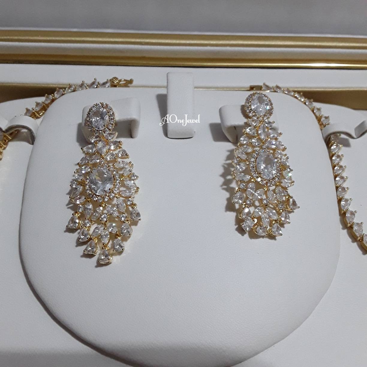 Indian Bridal CZ Diamond 2PCS Necklace Set