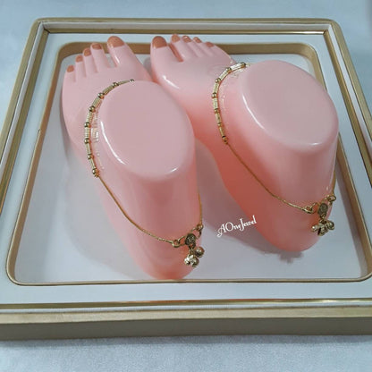 Indian Gold Plated Pair of Anklets