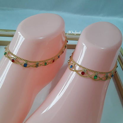 Indian/ Pakistani CZ Gold Anklets