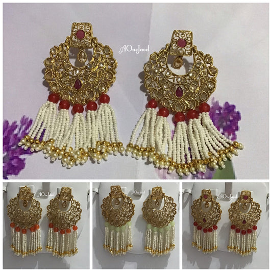 Indian Gold Plated Kundan Earrings