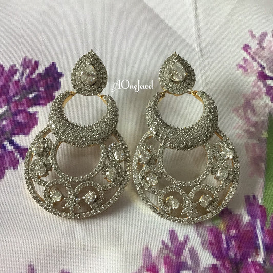 Indian AD CZ Gold Plated Earrings