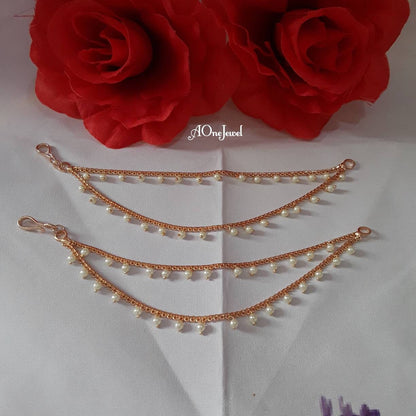 2 Line Rose Gold Pearl Sahara For Earrings