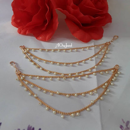 3 Line Rose Gold Pearl Sahara For Earrings