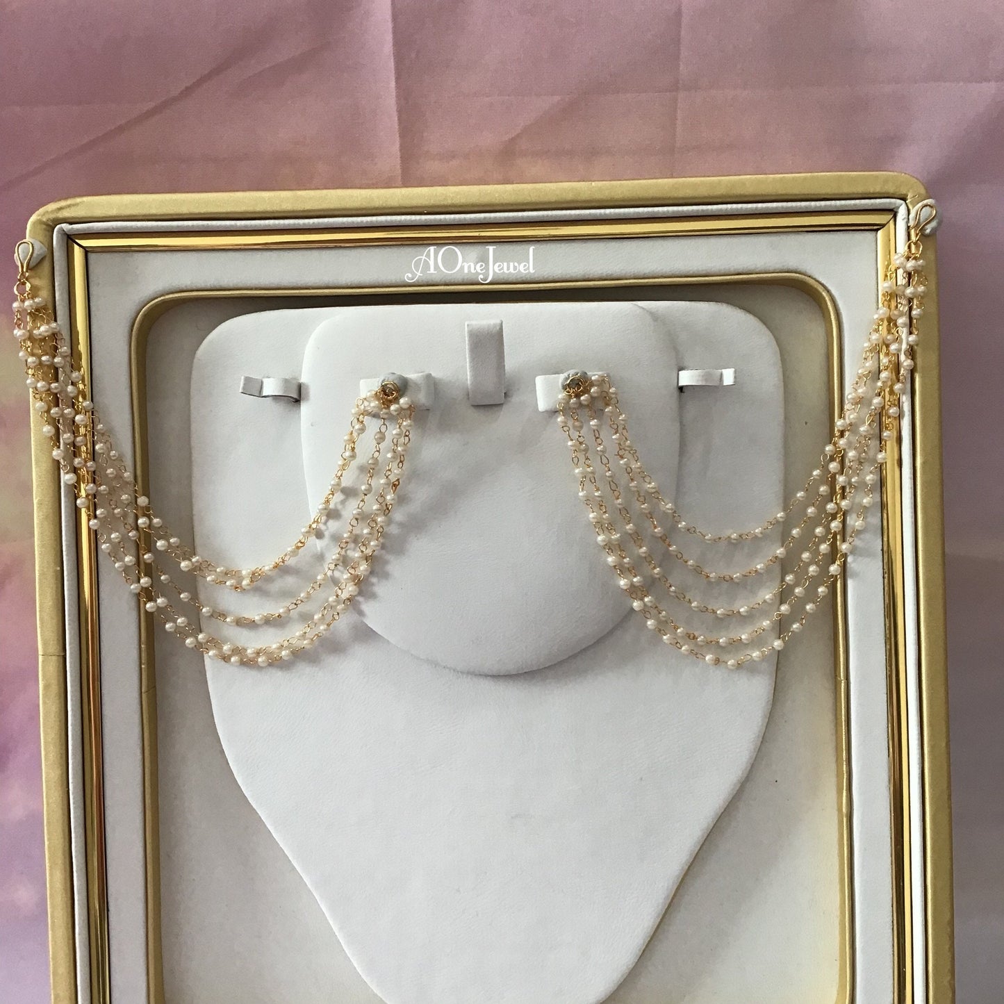 5 Line Gold Pearl Sahara For Earrings