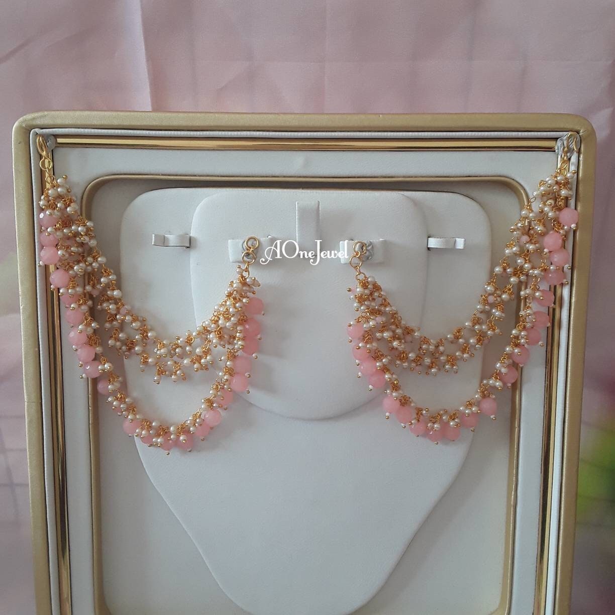 Baby Pink Pearl Gold Plated Sahara For Earrings