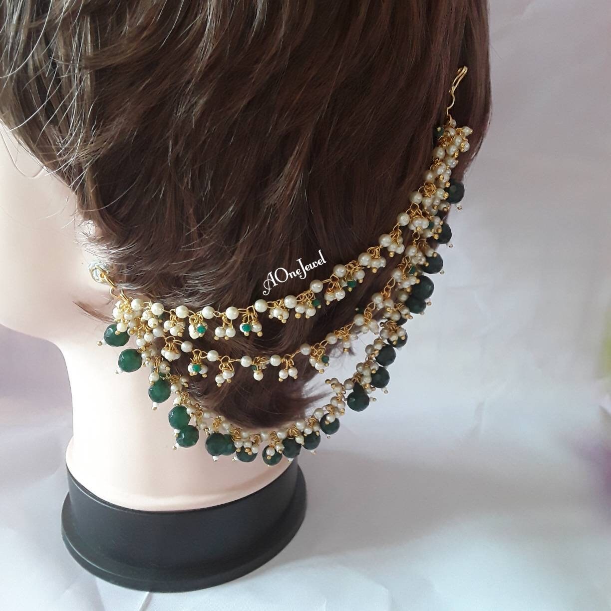 Gold Plated Deep Green Pearl Sahara For Earrings