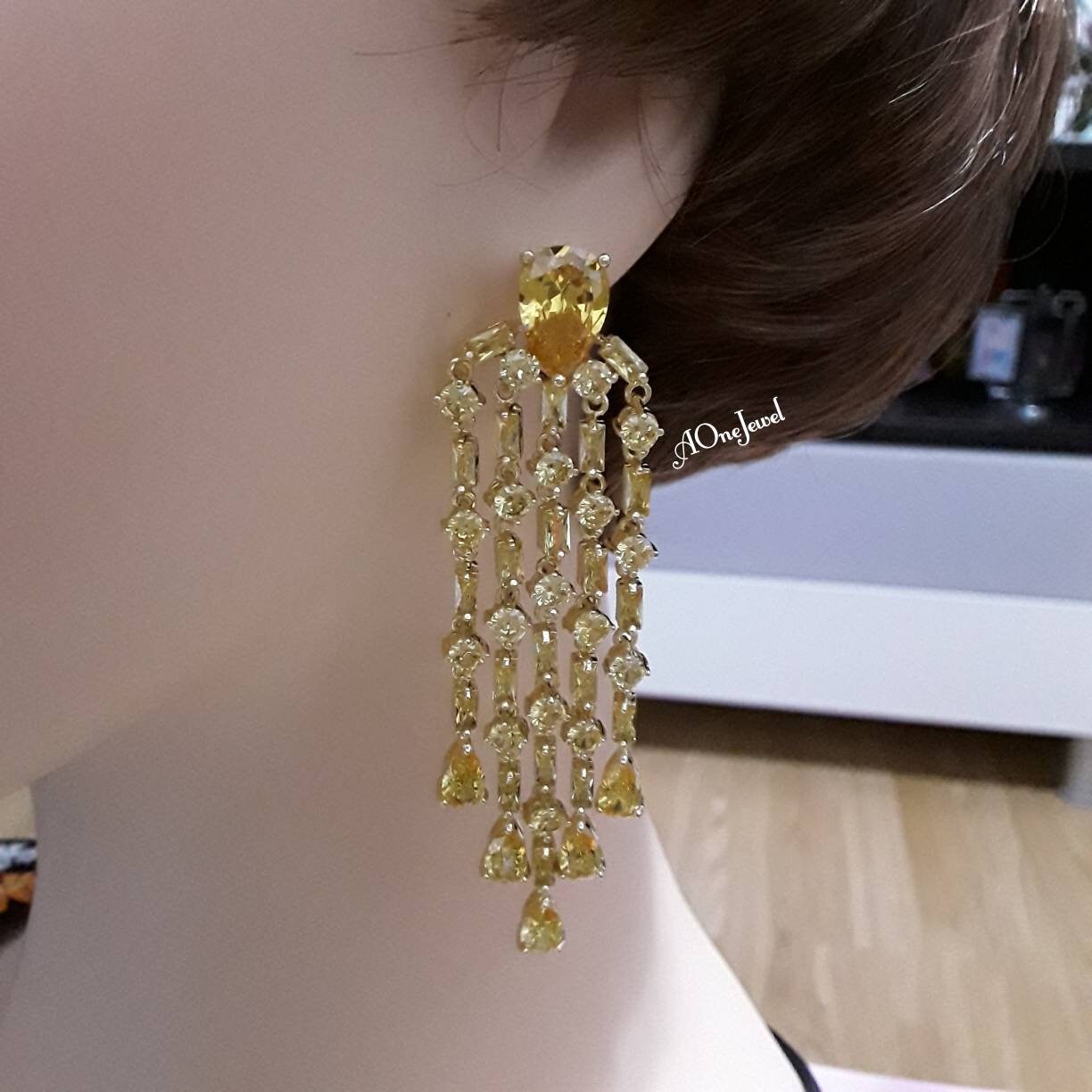 Indian gold plated Yellow tassel earrings