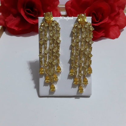 Indian gold plated Yellow tassel earrings