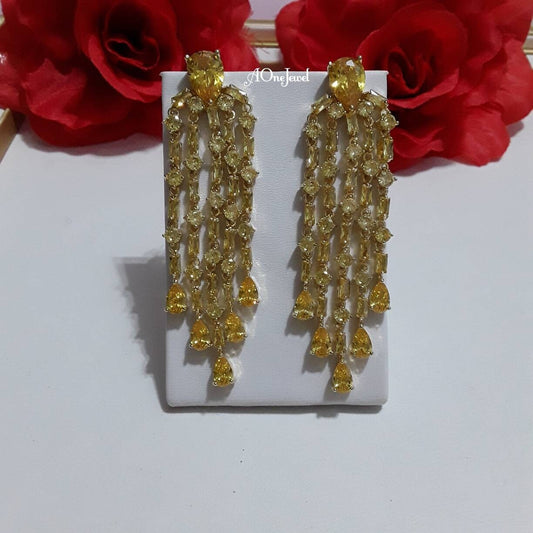 Indian gold plated Yellow tassel earrings