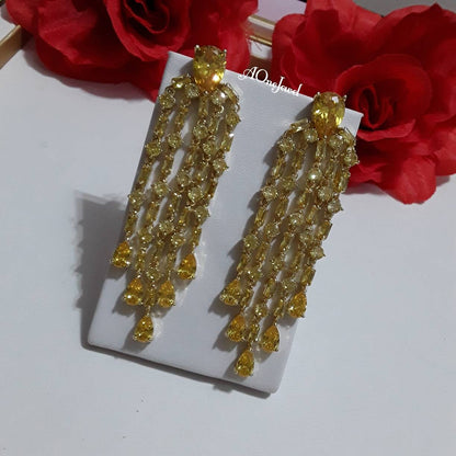 Indian gold plated Yellow tassel earrings