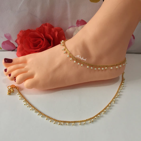 Indian Hanging Pearl Gold Anklets