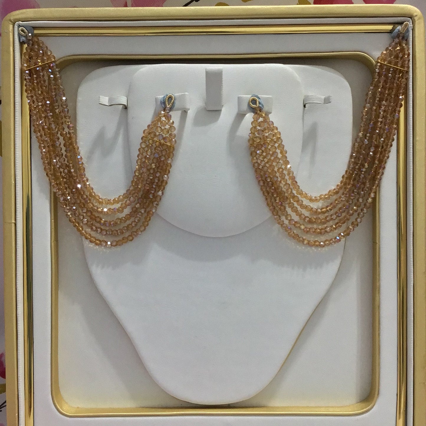 Champagne Colour Beaded Sahara For Earrings